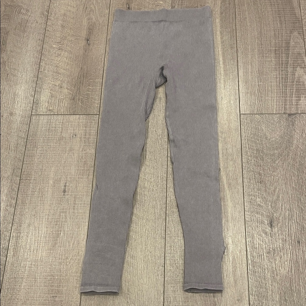 Zara Limitless Contour Collection  Dark Grey Charcoal Ribbed Seamless  Leggings